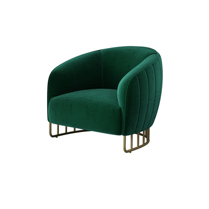 Contemporary Luxury Curved Velvet Upholstered Iron Accent Chair Backrest For Living Room