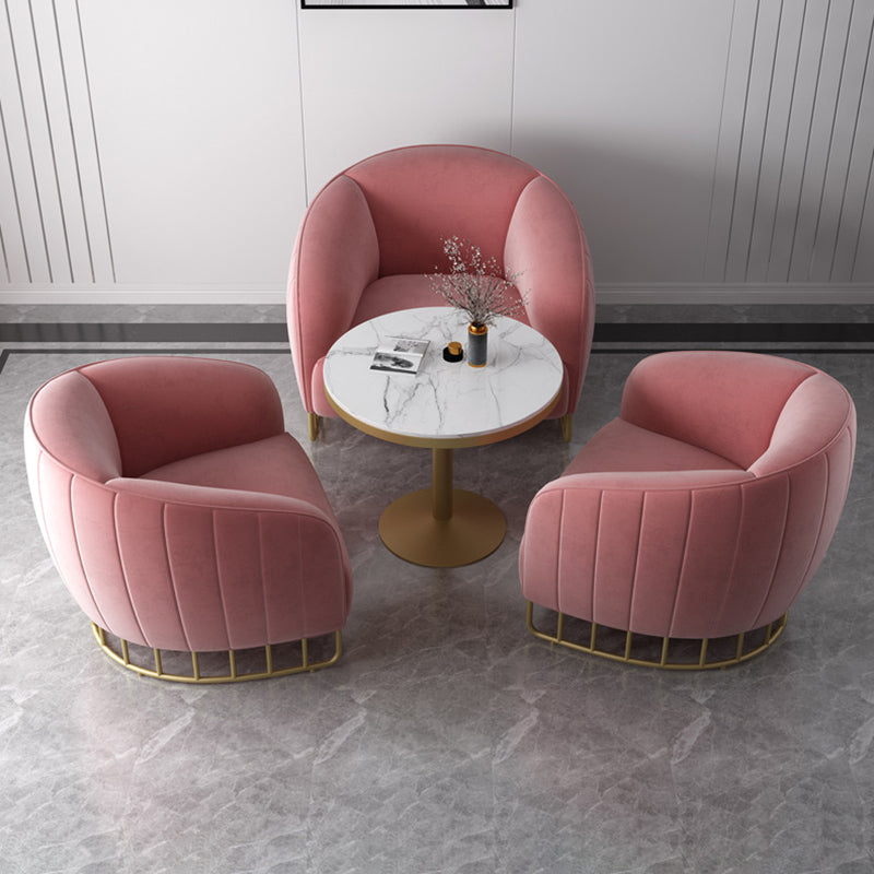 Contemporary Luxury Curved Velvet Upholstered Iron Accent Chair Backrest For Living Room