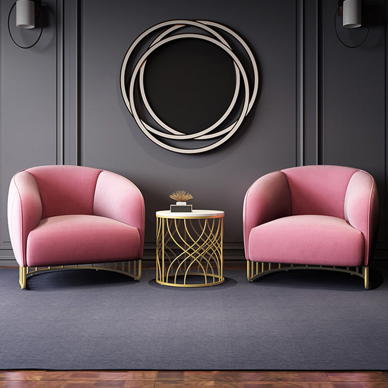 Contemporary Luxury Curved Velvet Upholstered Iron Accent Chair Backrest For Living Room