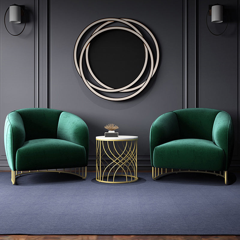 Contemporary Luxury Curved Velvet Upholstered Iron Accent Chair Backrest For Living Room