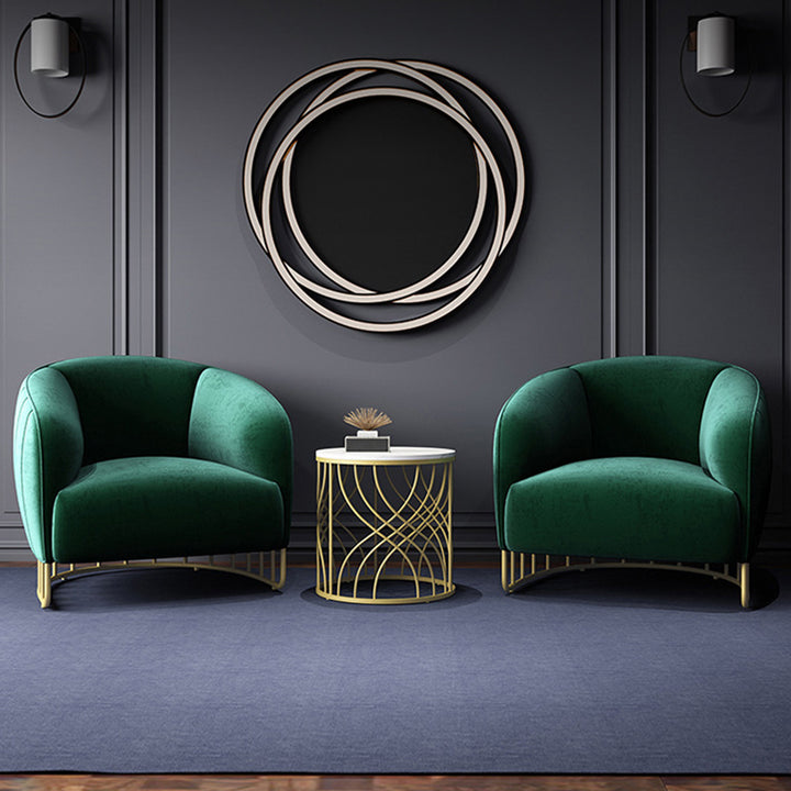 Contemporary Luxury Curved Velvet Upholstered Iron Accent Chair Backrest For Living Room
