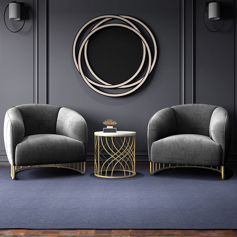 Contemporary Luxury Curved Velvet Upholstered Iron Accent Chair Backrest For Living Room