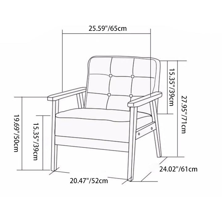 Fauteuil d'appoint en bois massif contemporain de luxe carré capitonné en cuir huilé-ciré avec dossier et accoudoirs pour salon 
