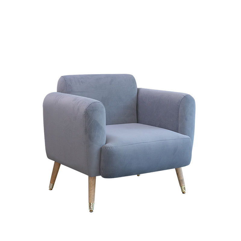 Contemporary Scandinavian Square Linen Flannel Upholstered Solid Wood Legs Accent Chair Backrest For Living Room