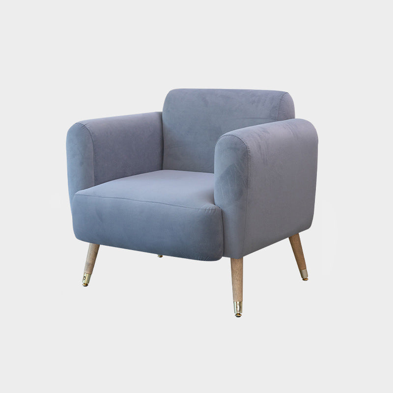 Contemporary Scandinavian Square Linen Flannel Upholstered Solid Wood Legs Accent Chair Backrest For Living Room