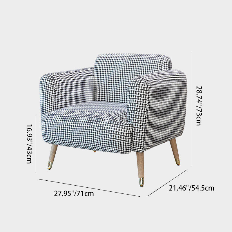 Contemporary Scandinavian Square Linen Flannel Upholstered Solid Wood Legs Accent Chair Backrest For Living Room