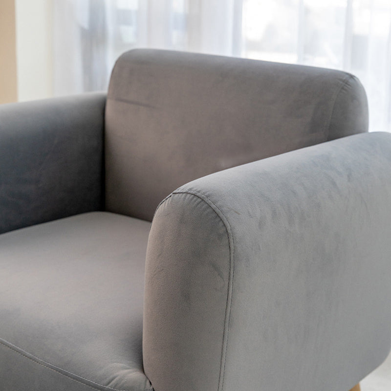 Contemporary Scandinavian Square Linen Flannel Upholstered Solid Wood Legs Accent Chair Backrest For Living Room