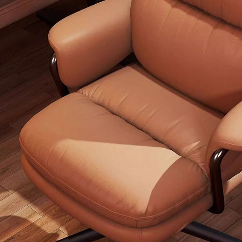 Contemporary Luxury Square Leather Upholstered Height Adjustable Swivel Desk Chair Armrest For Home Office