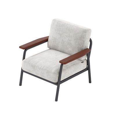 Chaise d'appoint traditionnelle rustique ronde rectangulaire en aluminium avec dossier en rotin et tissu pour salon 