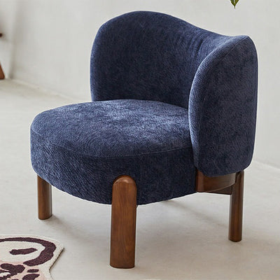 Contemporary Luxury Round Velvet Upholstered Solid Wood Legs Accent Chair Wing Back For Living Room
