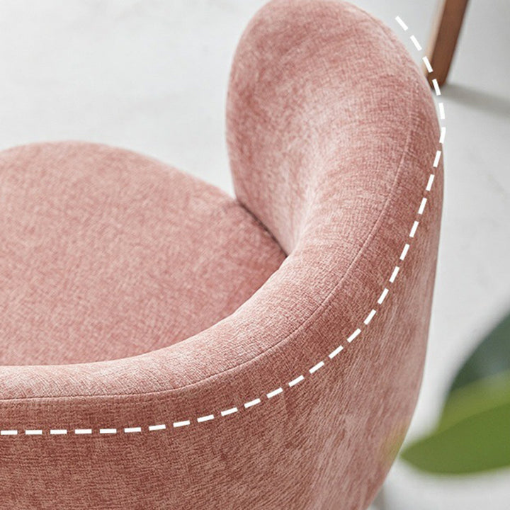 Sillón auxiliar contemporáneo de lujo redondo con tapizado de chenilla y patas de madera de caucho, respaldo envolvente, para sala de estar 