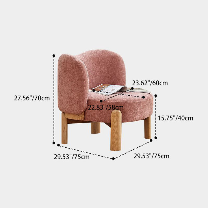 Chaise d'appoint contemporaine de luxe en velours rond rembourré avec pieds en bois massif pour salon 