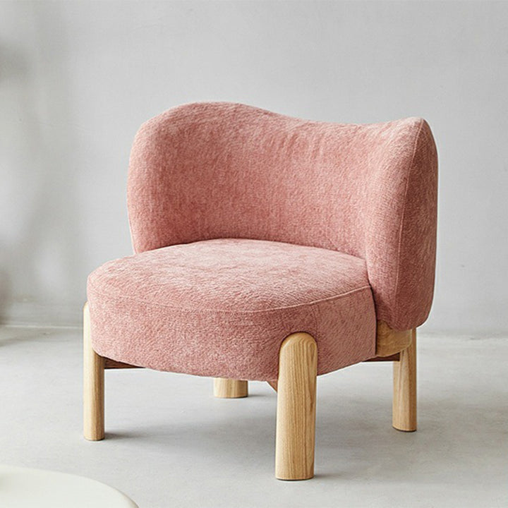 Chaise d'appoint contemporaine de luxe en velours rond rembourré avec pieds en bois massif pour salon 