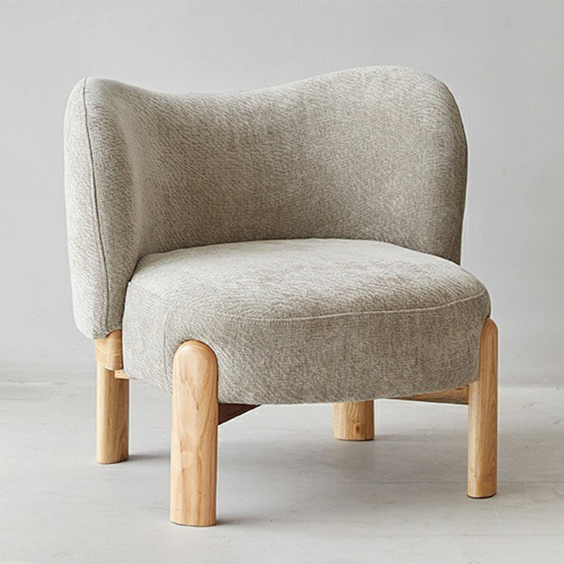 Contemporary Luxury Round Velvet Upholstered Solid Wood Legs Accent Chair Wing Back For Living Room