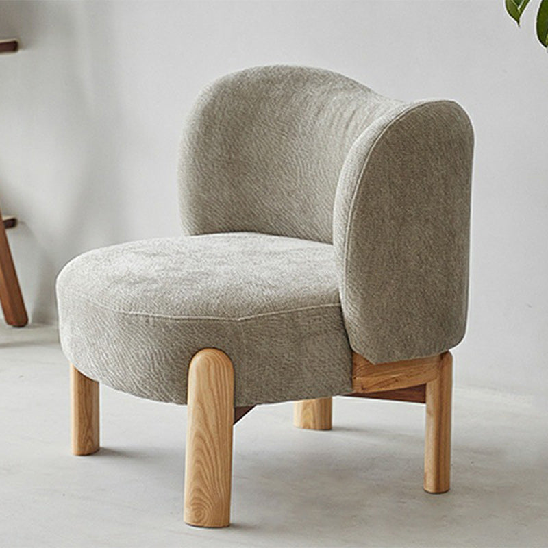 Contemporary Luxury Round Velvet Upholstered Solid Wood Legs Accent Chair Wing Back For Living Room
