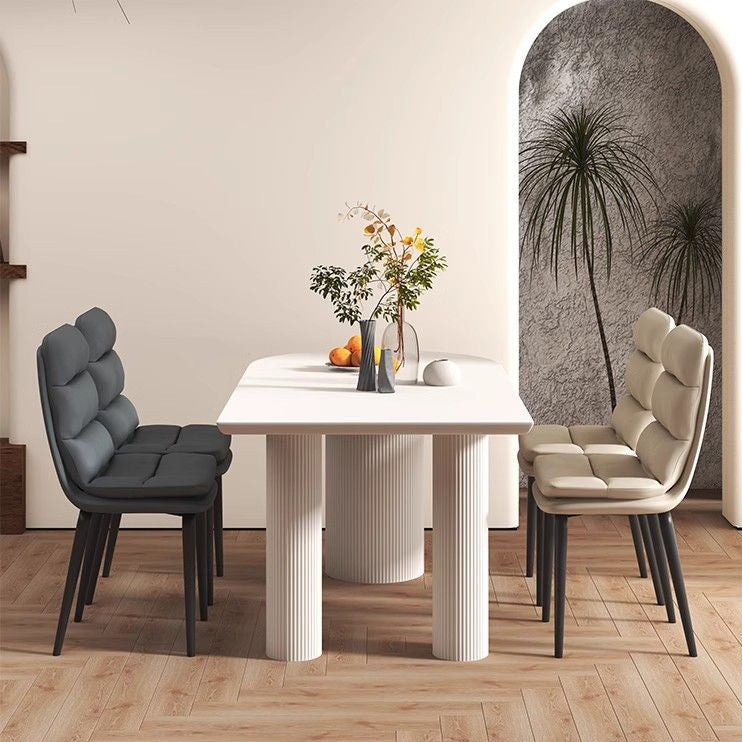 Contemporary Luxury Square PU Leather Upholstered Carbon Steel Dining Chair Backrest For Dining Room