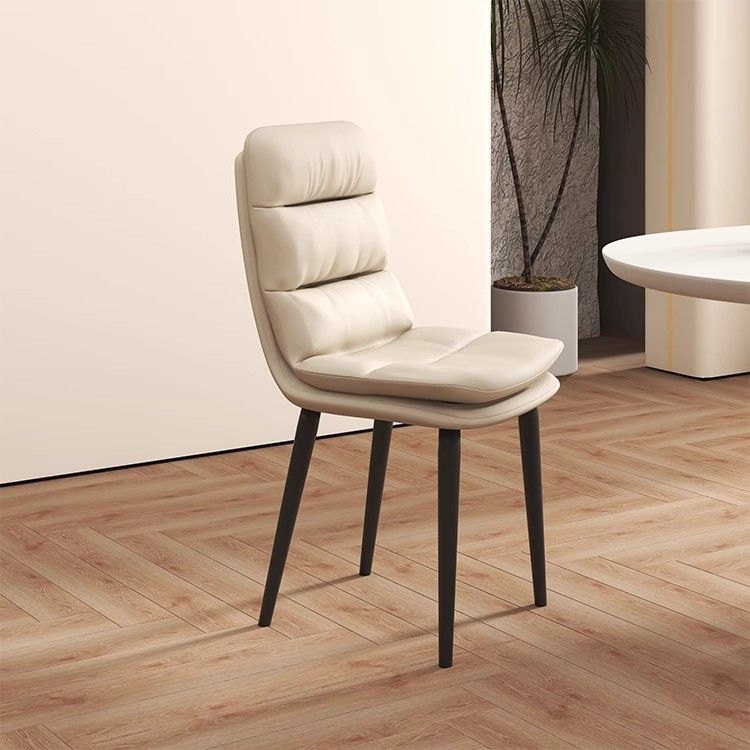 Contemporary Luxury Square PU Leather Upholstered Carbon Steel Dining Chair Backrest For Dining Room