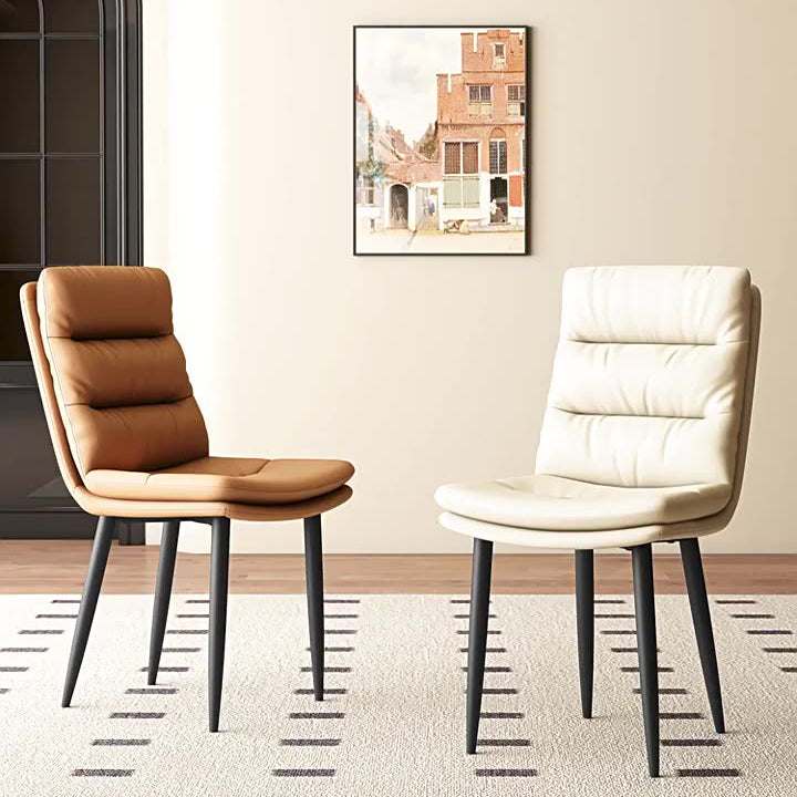 Contemporary Luxury Square PU Leather Upholstered Carbon Steel Dining Chair Backrest For Dining Room