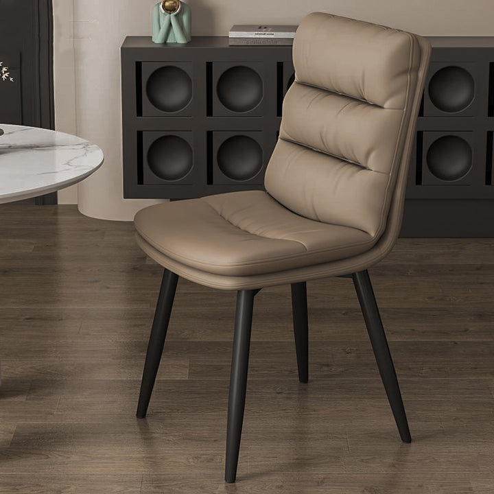 Contemporary Luxury Square PU Leather Upholstered Carbon Steel Dining Chair Backrest For Dining Room