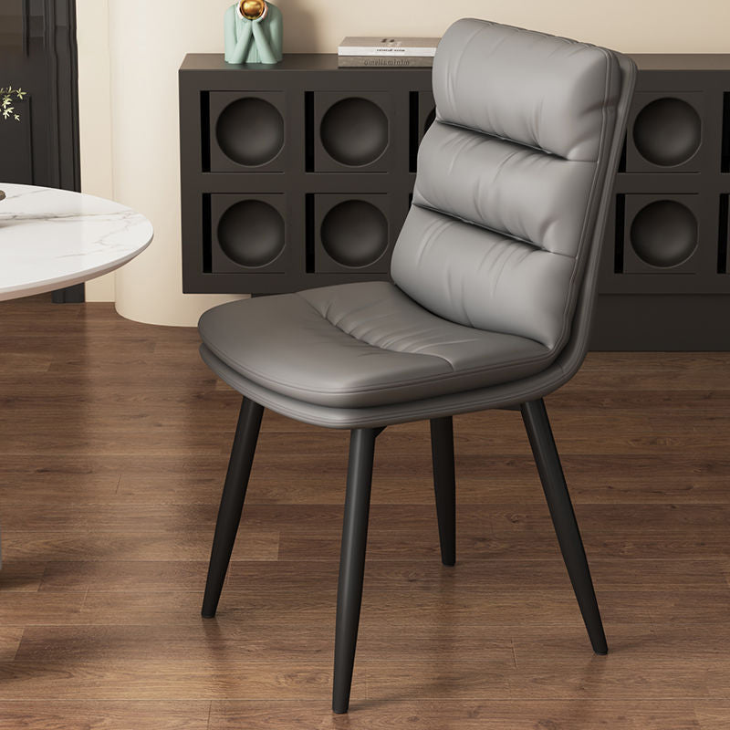 Contemporary Luxury Square PU Leather Upholstered Carbon Steel Dining Chair Backrest For Dining Room
