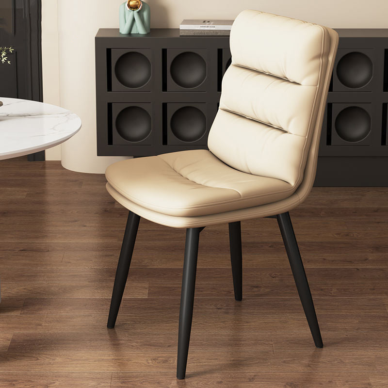 Contemporary Luxury Square PU Leather Upholstered Carbon Steel Dining Chair Backrest For Dining Room