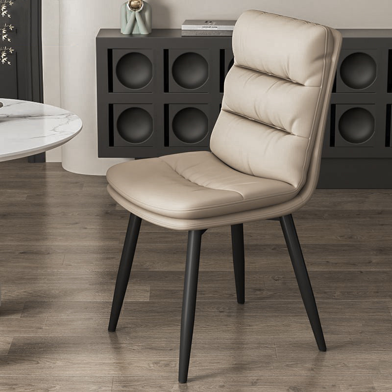 Contemporary Luxury Square PU Leather Upholstered Carbon Steel Dining Chair Backrest For Dining Room