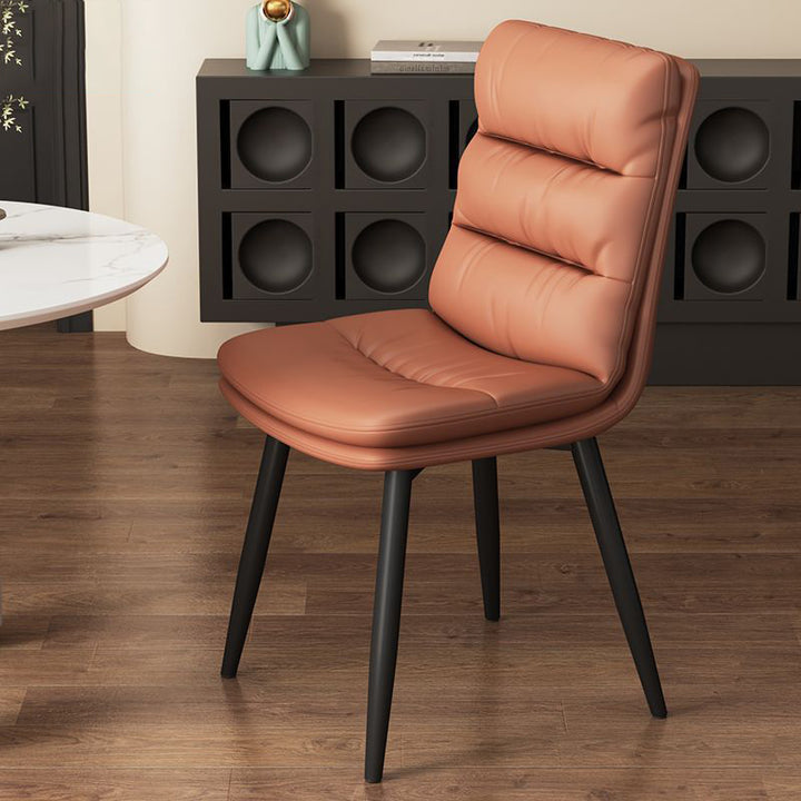 Contemporary Luxury Square PU Leather Upholstered Carbon Steel Dining Chair Backrest For Dining Room