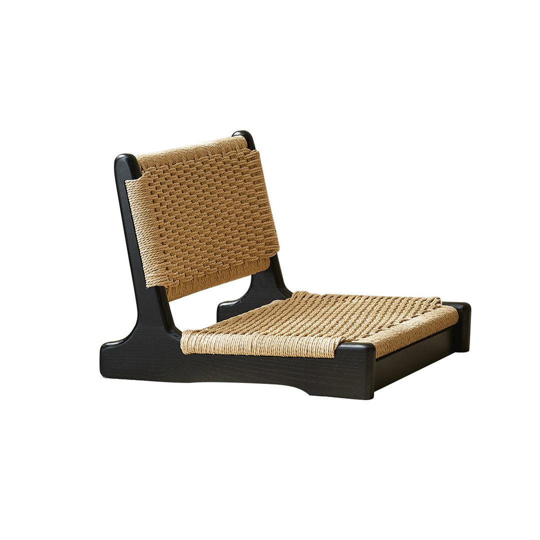 Chaise longue carrée avec dossier en corde tressée tatami japonaise traditionnelle et cadre en bois massif pour salon 