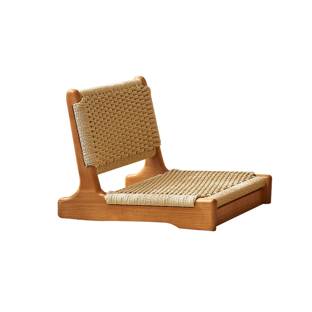 Chaise longue carrée avec dossier en corde tressée tatami japonaise traditionnelle et cadre en bois massif pour salon 