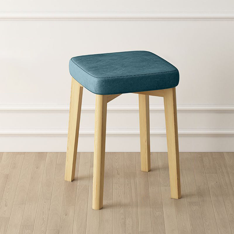 Contemporary Simplicity Square Synthetic Fabric Upholstered Pine Stackable Low Stool For Living Room