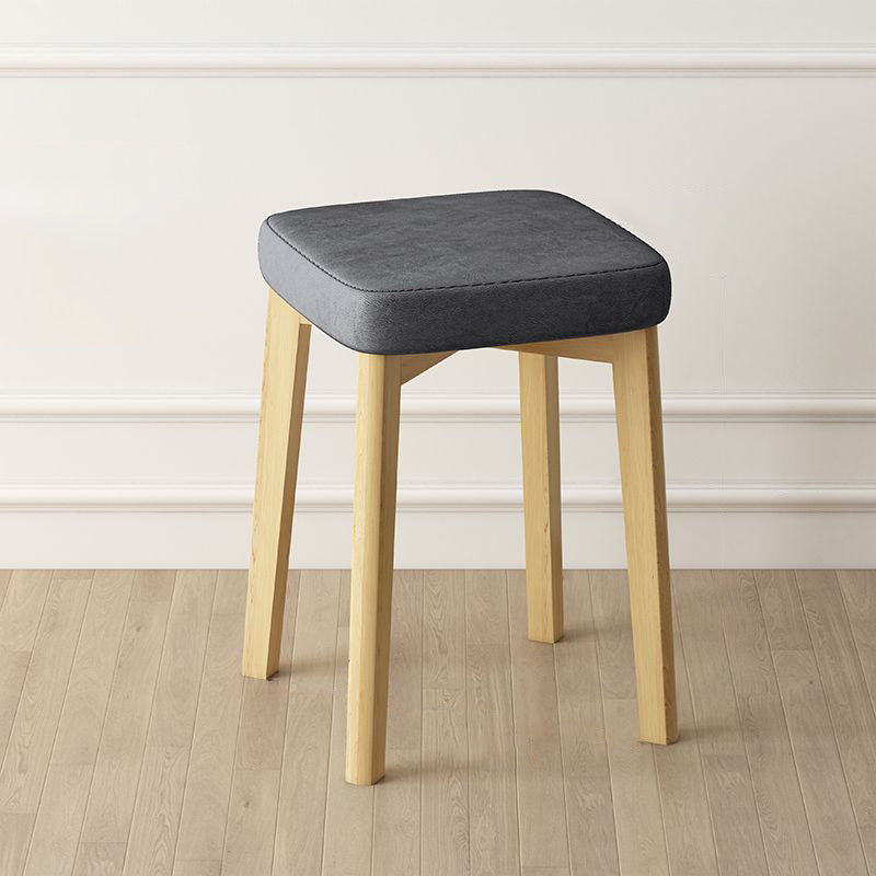Contemporary Simplicity Square Synthetic Fabric Upholstered Pine Stackable Low Stool For Living Room