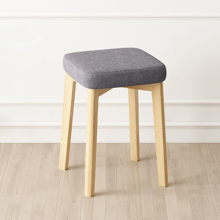 Contemporary Simplicity Square Synthetic Fabric Upholstered Pine Stackable Low Stool For Living Room