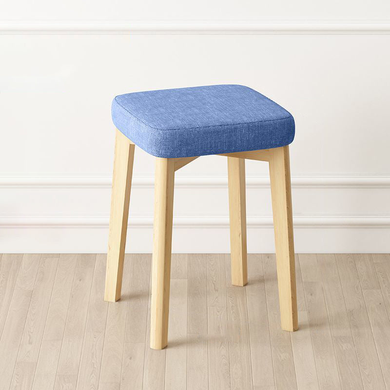 Contemporary Simplicity Square Synthetic Fabric Upholstered Pine Stackable Low Stool For Living Room