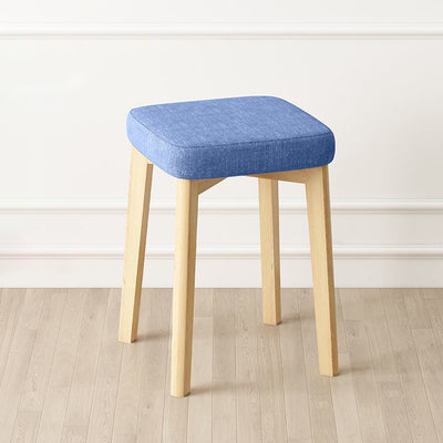 Tabouret Bas Empilable En Bois Massif Rembourré En Tissu Tech Carré Simplicité Contemporaine Pour Salon 