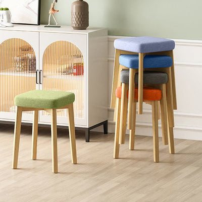 Tabouret Bas Empilable En Bois Massif Rembourré En Tissu Tech Carré Simplicité Contemporaine Pour Salon 
