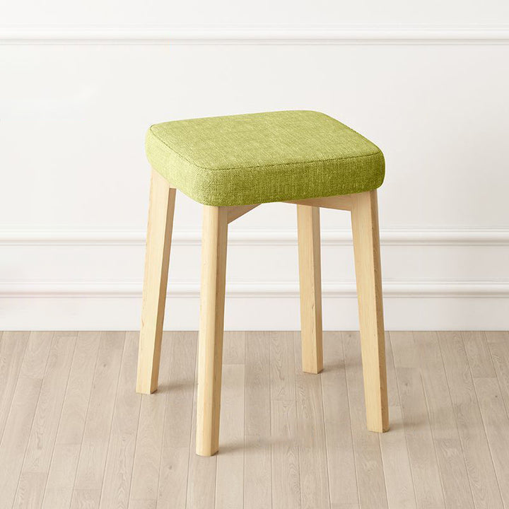 Contemporary Simplicity Square Synthetic Fabric Upholstered Pine Stackable Low Stool For Living Room