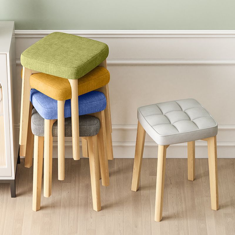 Tabouret Bas Empilable En Bois Massif Rembourré En Tissu Tech Carré Simplicité Contemporaine Pour Salon 