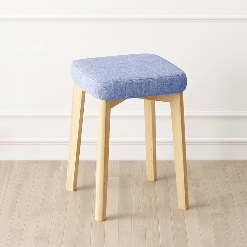 Contemporary Simplicity Square Synthetic Fabric Upholstered Pine Stackable Low Stool For Living Room