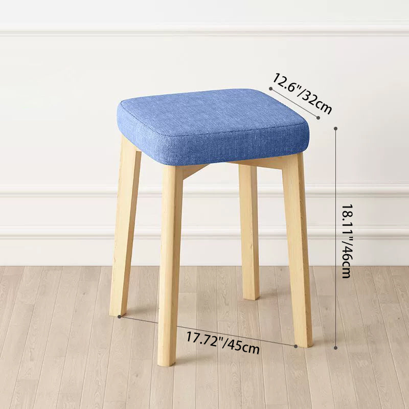 Tabouret Bas Empilable En Bois Massif Rembourré En Tissu Tech Carré Simplicité Contemporaine Pour Salon 