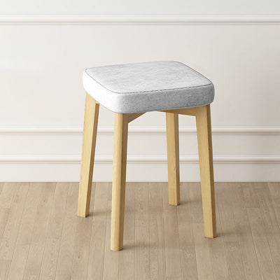 Tabouret Bas Empilable En Bois Massif Rembourré En Tissu Tech Carré Simplicité Contemporaine Pour Salon 