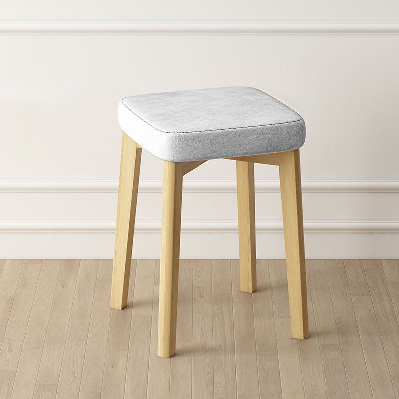 Tabouret Bas Empilable En Bois Massif Rembourré En Tissu Tech Carré Simplicité Contemporaine Pour Salon 