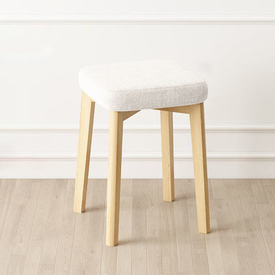 Tabouret Bas Empilable En Bois Massif Rembourré En Tissu Tech Carré Simplicité Contemporaine Pour Salon 