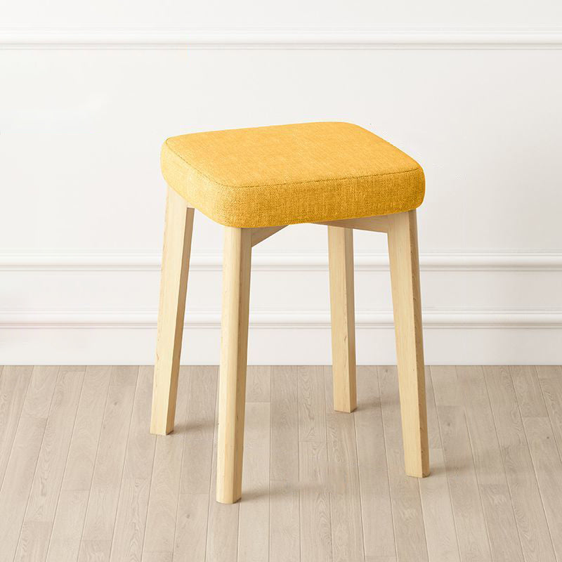 Tabouret Bas Empilable En Bois Massif Rembourré En Tissu Tech Carré Simplicité Contemporaine Pour Salon 