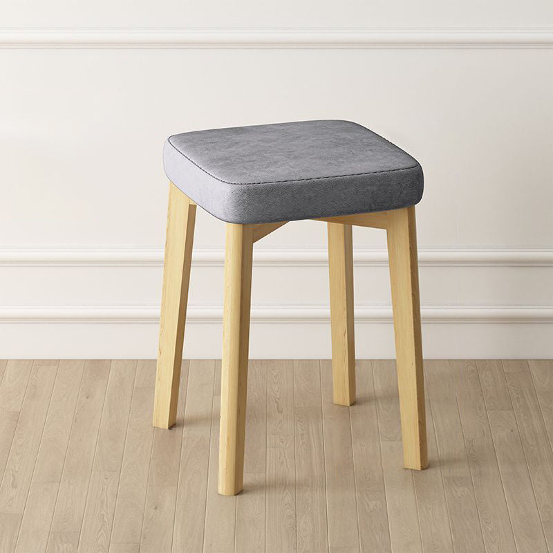 Contemporary Simplicity Square Synthetic Fabric Upholstered Pine Stackable Low Stool For Living Room