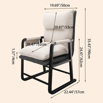 Contemporary Nordic Double-Layer Tech Fabric Upholstered Desk Chair Adjustable Backrest Armrest For Home Office