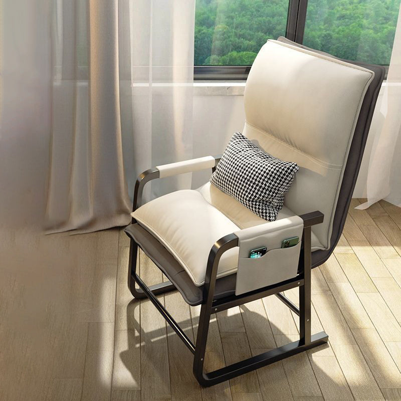 Contemporary Nordic Double-Layer Tech Fabric Upholstered Desk Chair Adjustable Backrest Armrest For Home Office