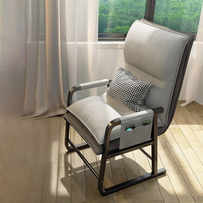 Contemporary Nordic Double-Layer Tech Fabric Upholstered Desk Chair Adjustable Backrest Armrest For Home Office