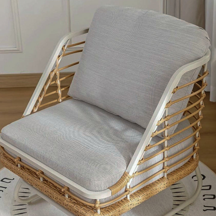 Contemporary Boho Square PE Rattan Weaving Carbon Steel Accent Chair Backrest For Living Room