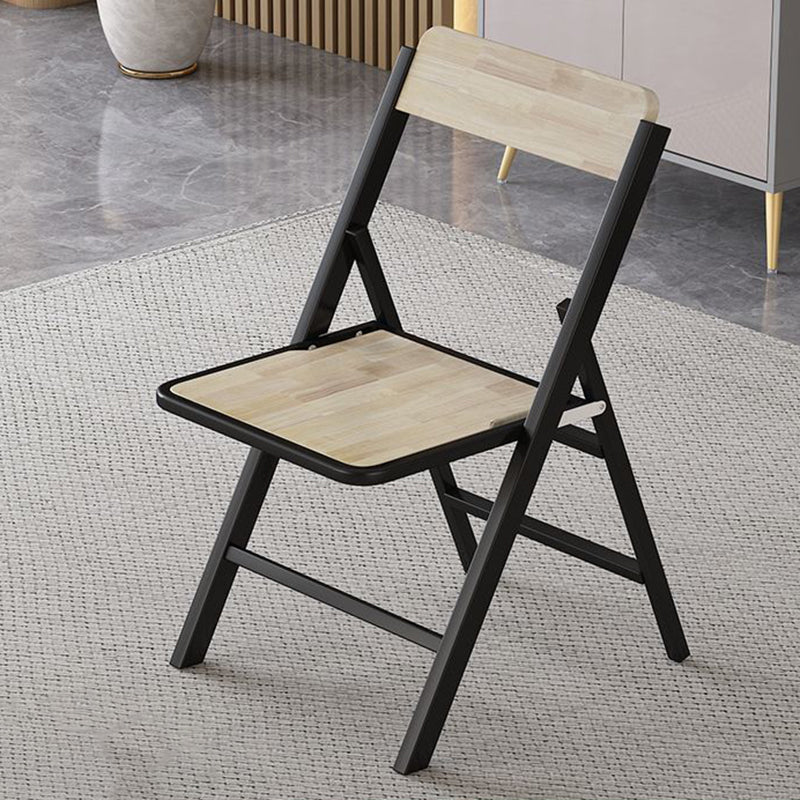 Silla de comedor plegable con respaldo de madera maciza cuadrada de simplicidad moderna, tablero de melamina, estructura de acero al carbono para el comedor 