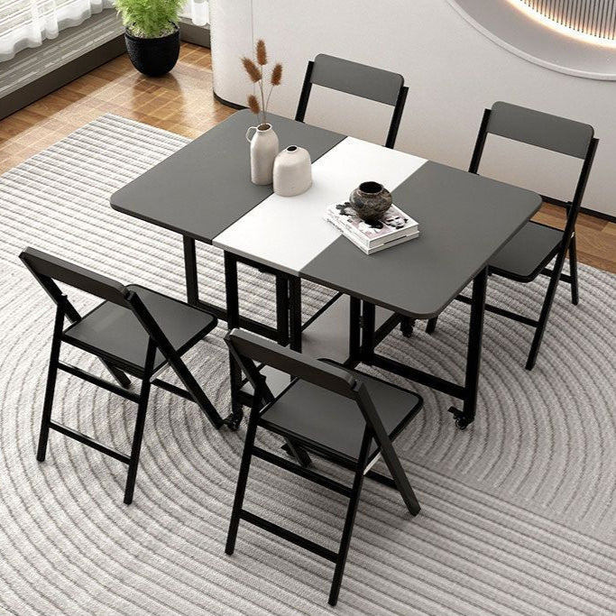 Silla de comedor plegable con respaldo de madera maciza cuadrada de simplicidad moderna, tablero de melamina, estructura de acero al carbono para el comedor 